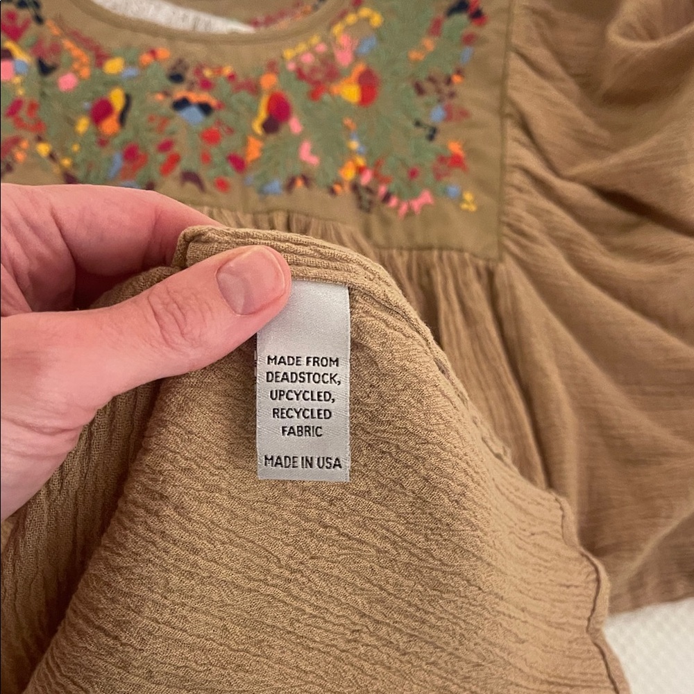 Christy Dawn Tan Dress with Colorful Embroidery - Picture 4 of 5
